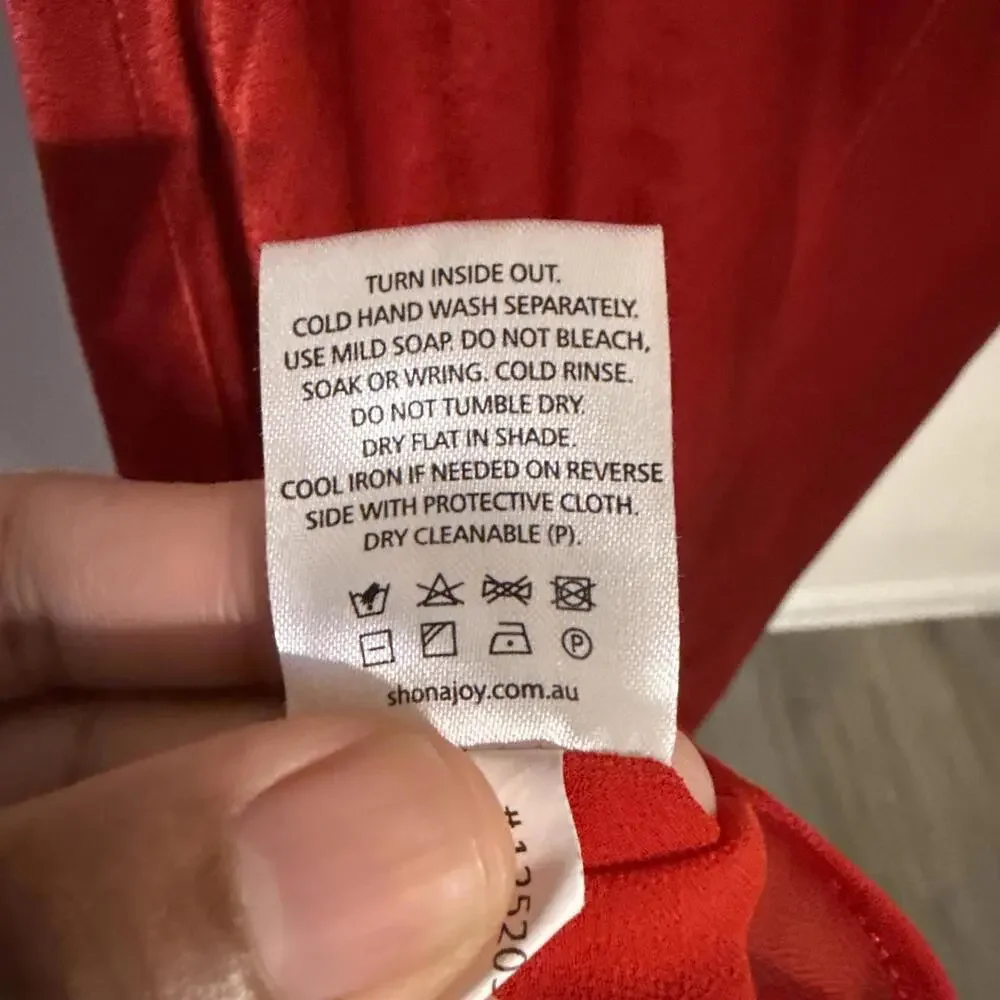 $340 Shona Joy High Neck Red Satin Tatum Cowl Drape Open Back Maxi Dress- US 12 - Picture 9 of 12